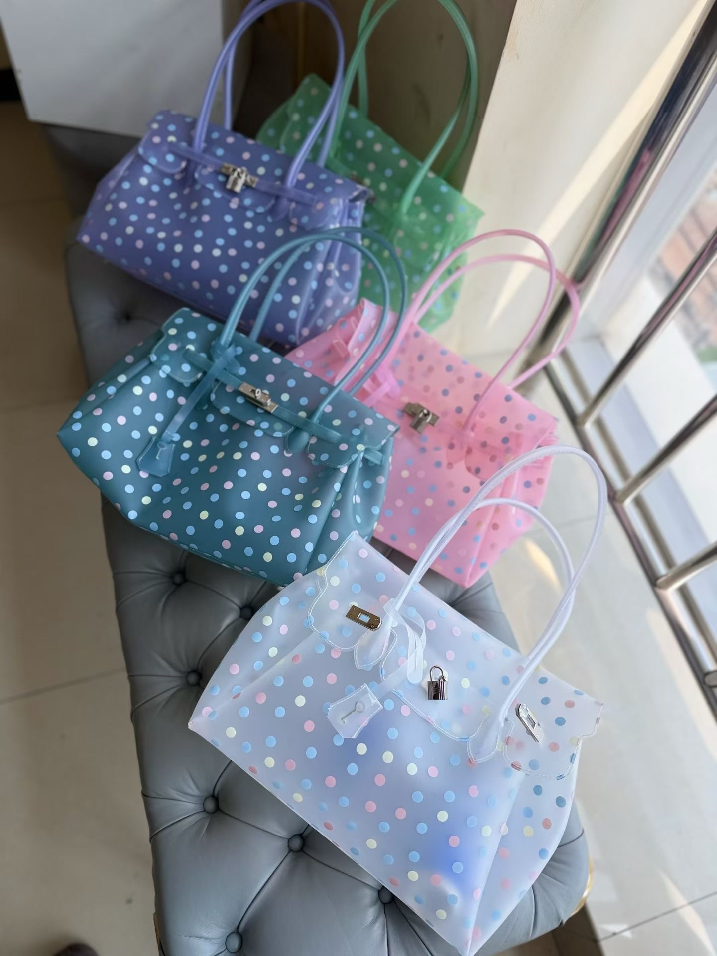 Horizontal Candy Polka Dot TPU Jelly Tote Bag jellyfirkin bag-jelly bag