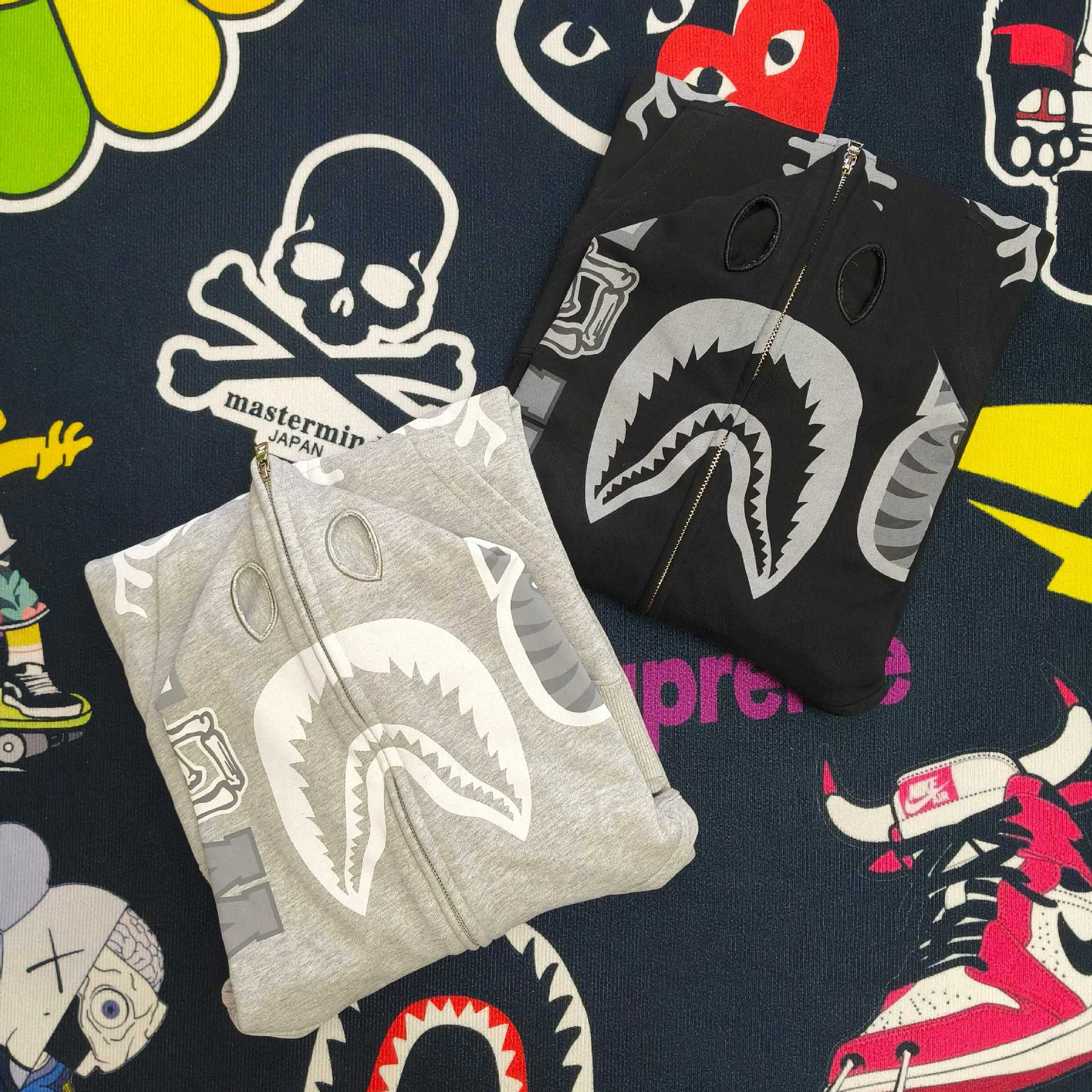 Lngshot Ryul Inspired Bape Skeleton Shark Full Zip Hoodie
