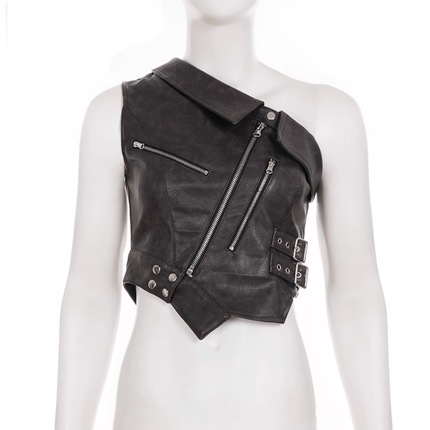 Blackpink Jennie Inspired Asymmetrical PU Leather Crop Top