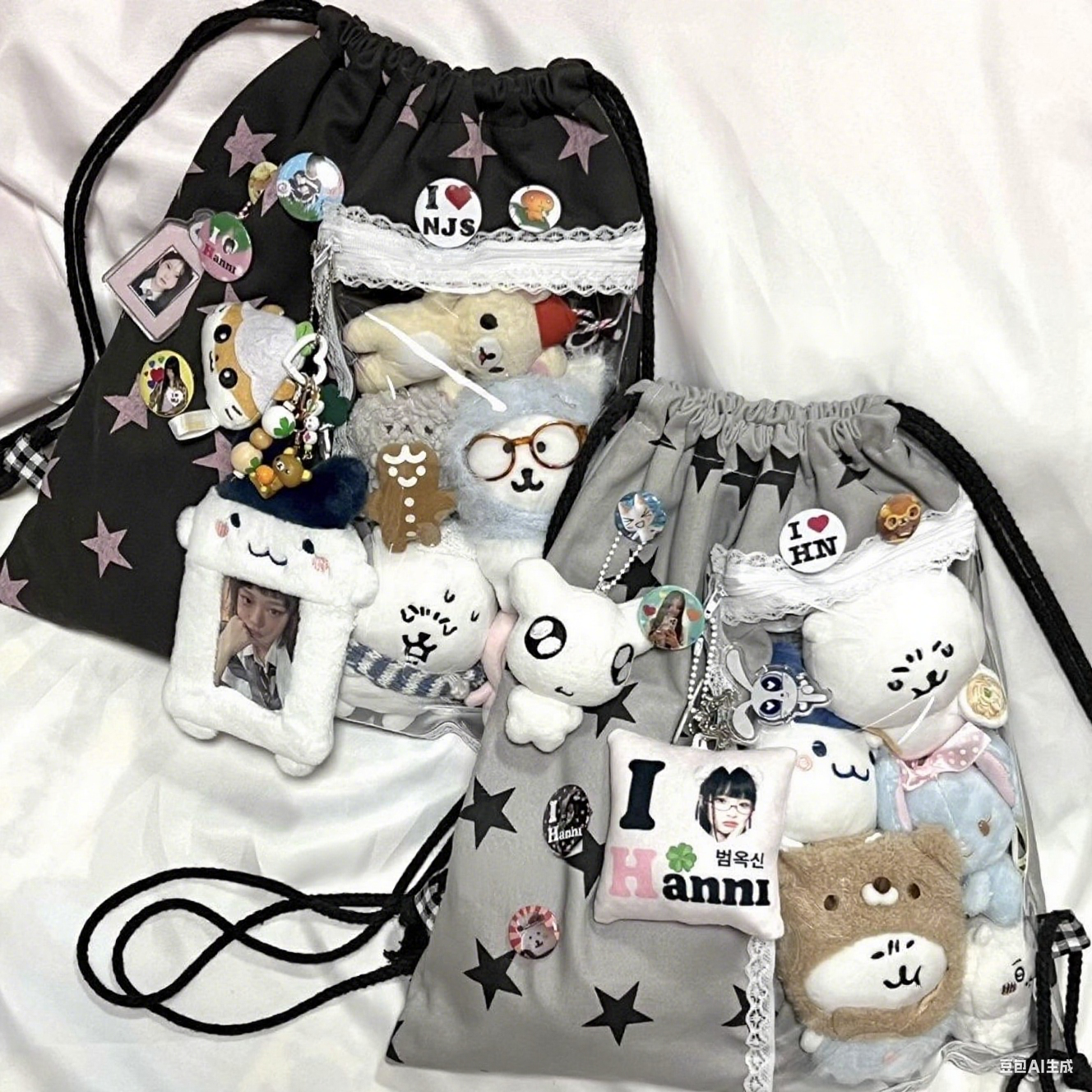 Kpop Star Patterned Decor Drawstring Bag