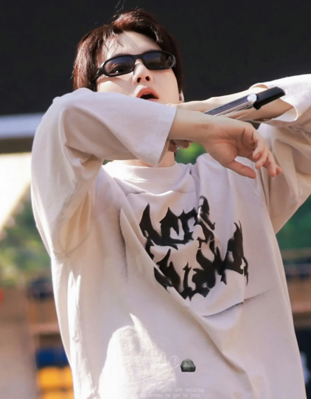 BTS SUGA Inspired Acne Style Gothic Logo Distressed Oversized T-shirt