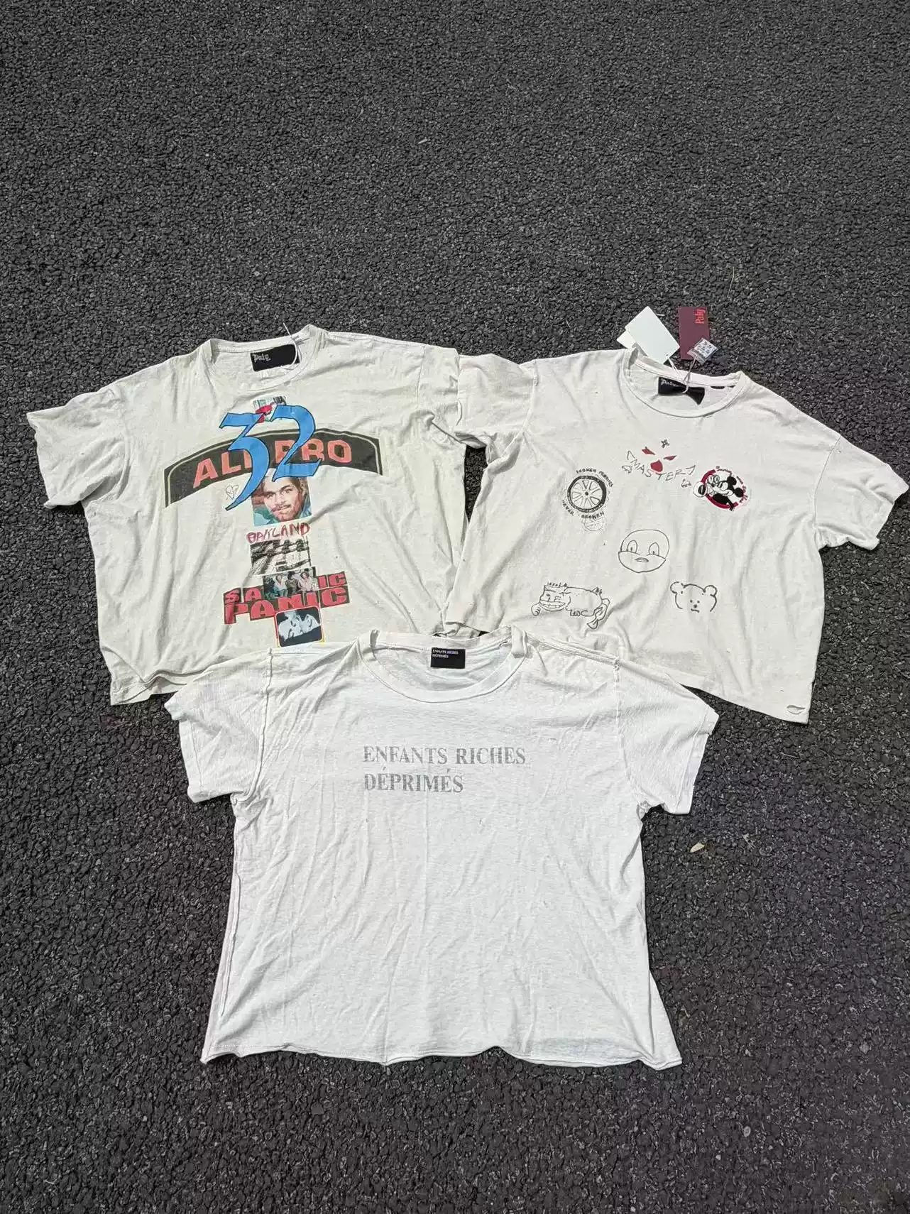 BTS RM Inspired ERD White Logo Print Distressed T-Shirt