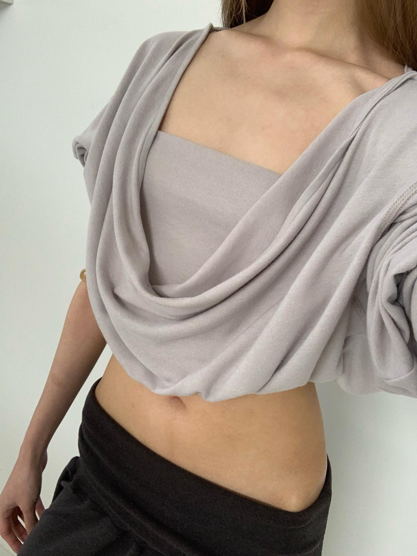 Blackpink Jennie Inspired Draped Back Long Sleeve Top