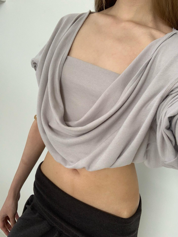 Blackpink Jennie Inspired Draped Back Long Sleeve Top