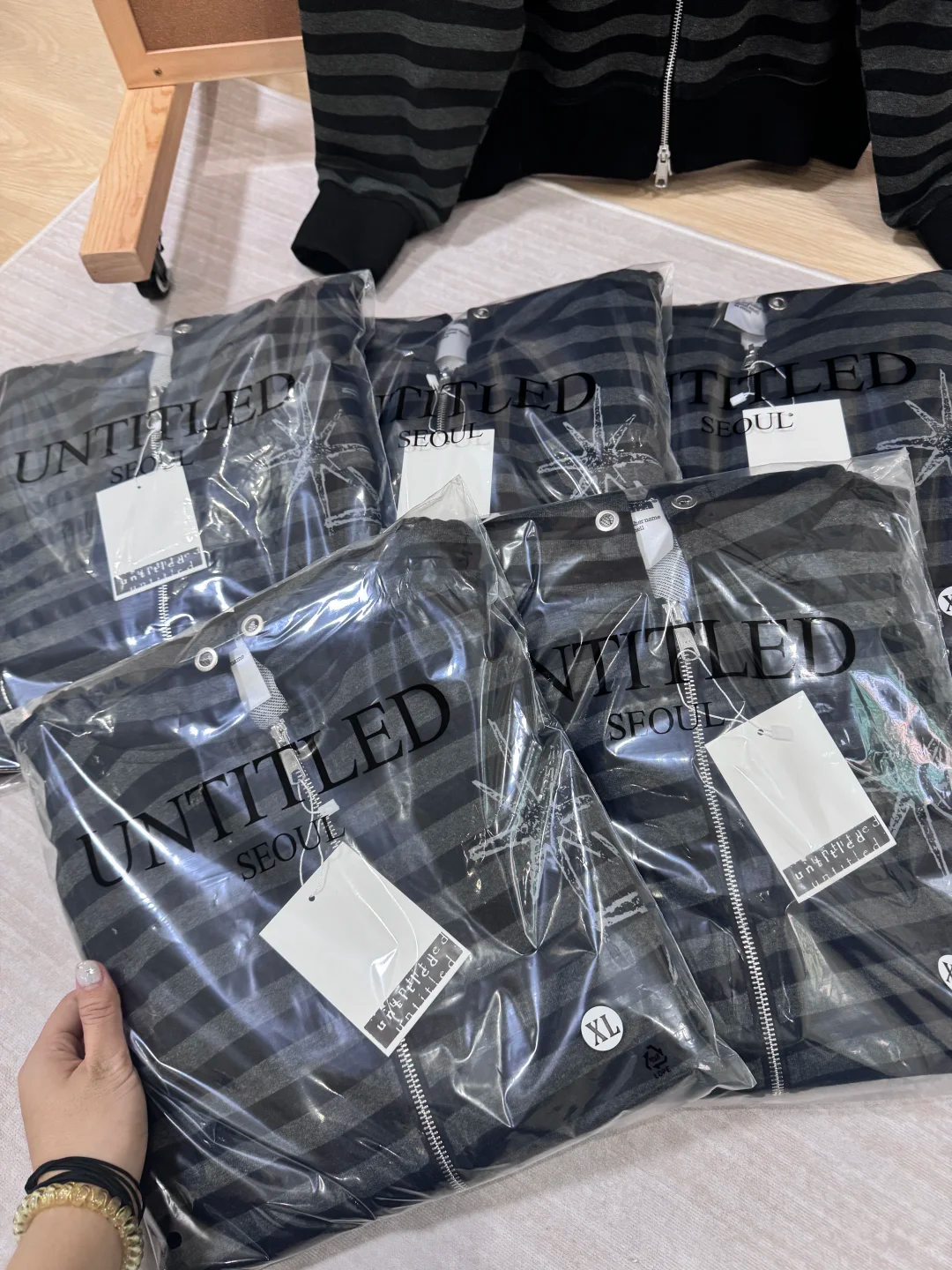 NCT WISH Riku&ZB1 ZhangHao Inspired Y2K Light Gothic Striped Zip-up Hoodie 