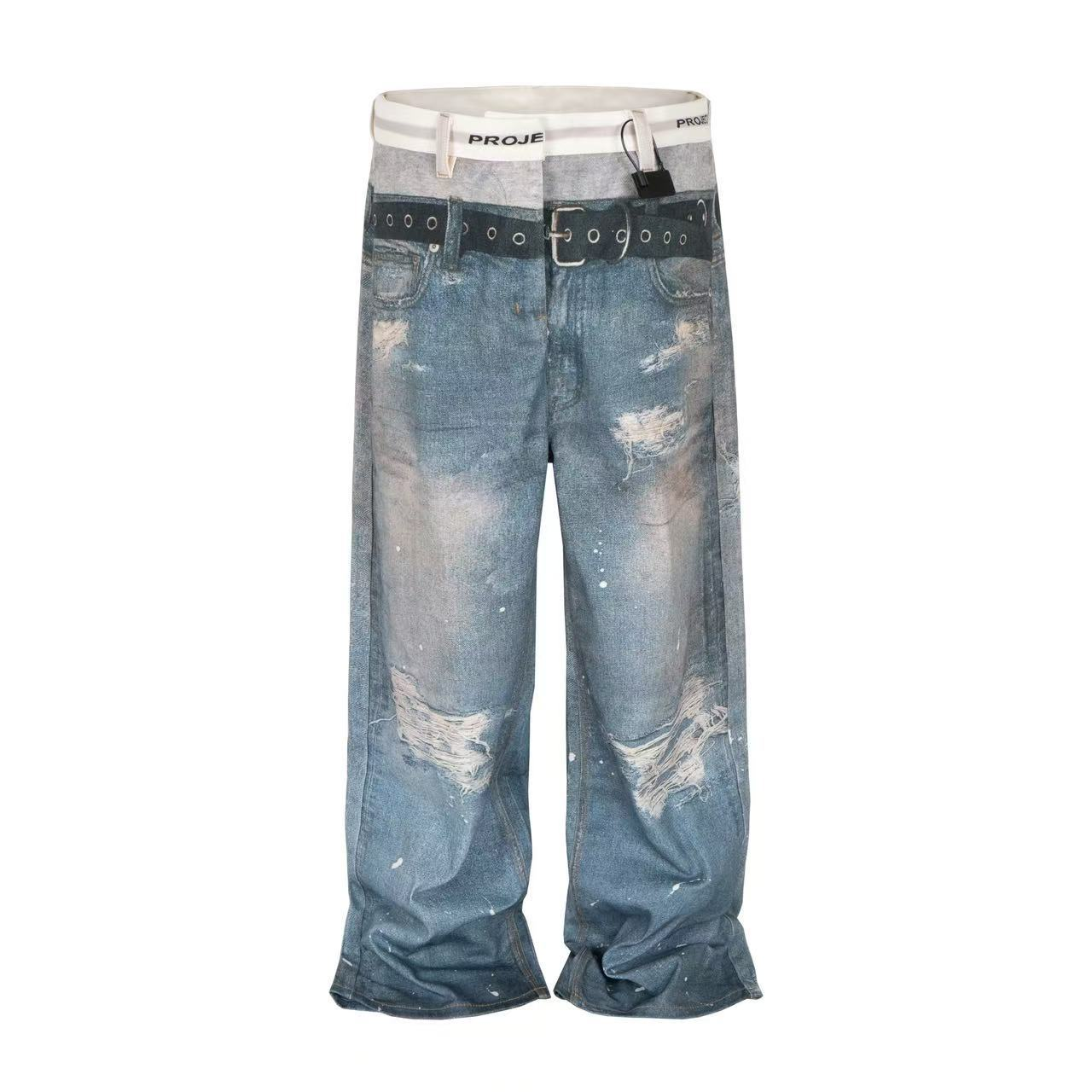 Enhypen Niki Inspired Trompe L‘oeil Denim Printed Pants