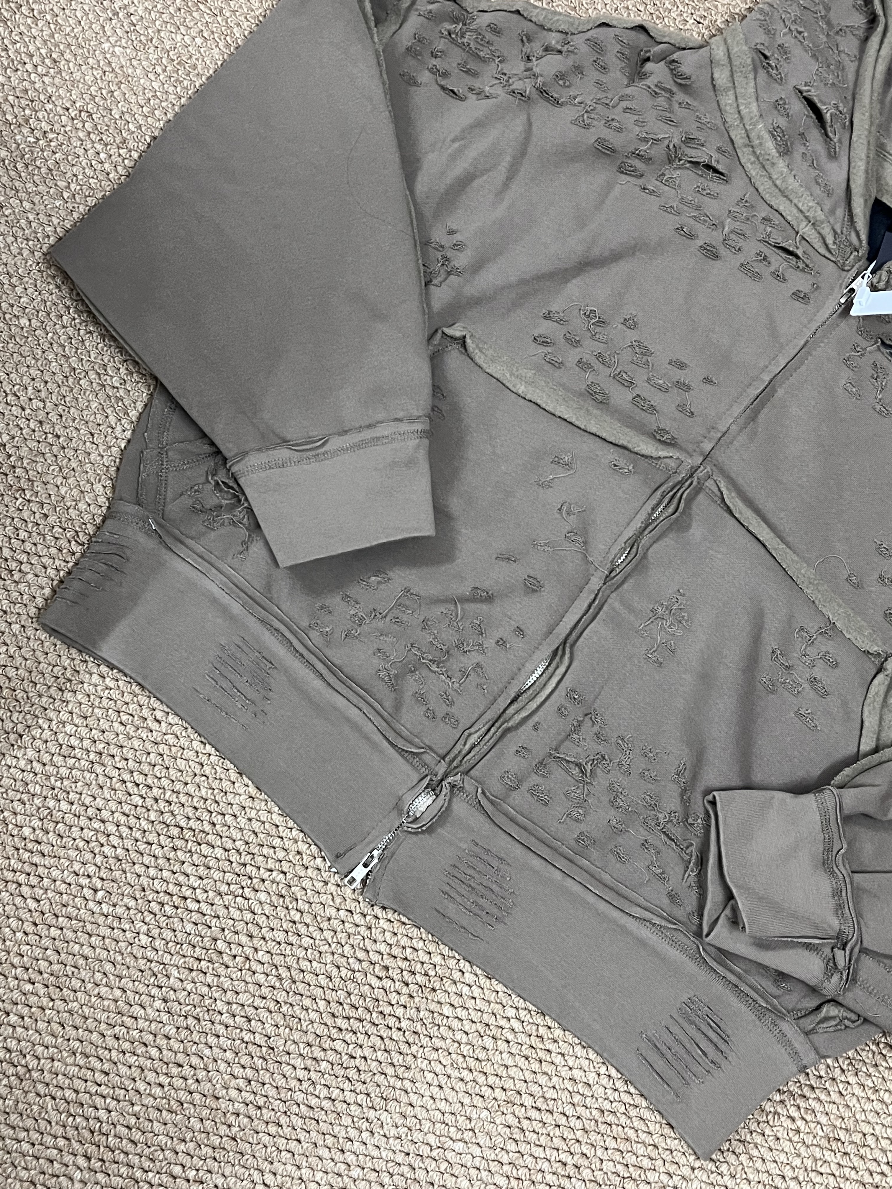 Blackpink Rose Inspired Heavy Distressed Destroyed Zip-Up Hoodie