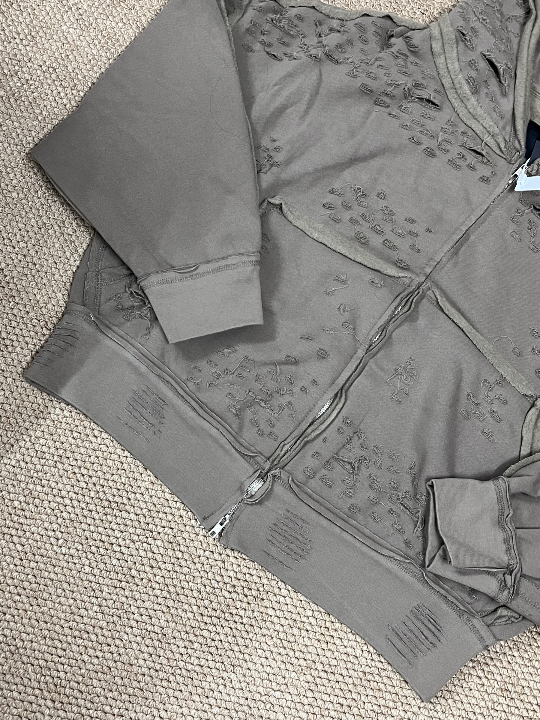 Blackpink Rose Inspired Heavy Distressed Destroyed Zip-Up Hoodie