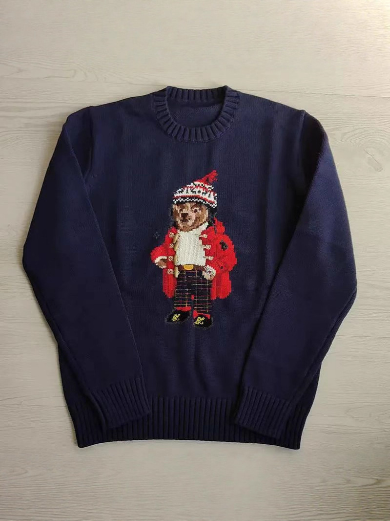 TXT YEONJUN-Christmas Red Cardigan Bear Embroidery Sweater