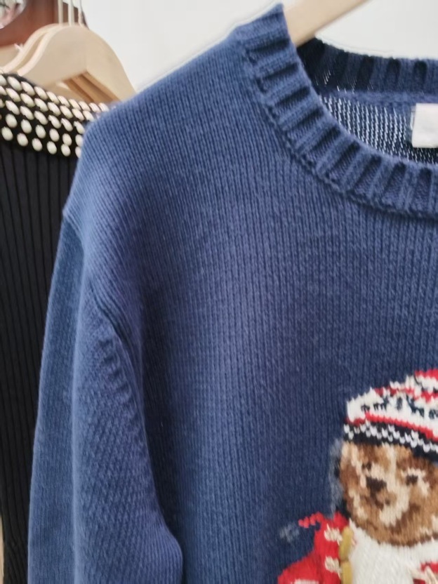 TXT YEONJUN-Christmas Red Cardigan Bear Embroidery Sweater