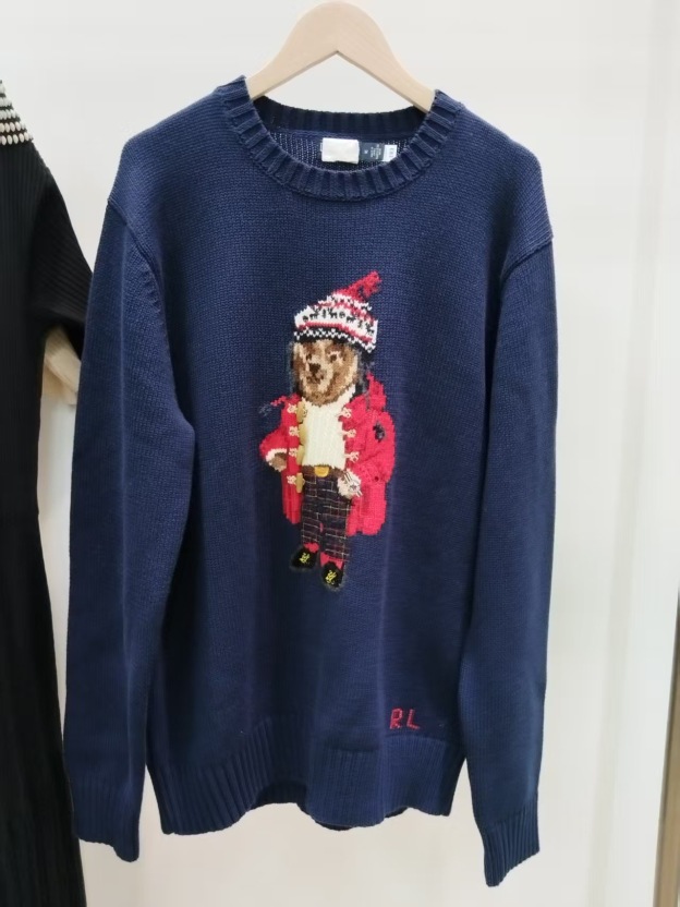 TXT YEONJUN-Christmas Red Cardigan Bear Embroidery Sweater