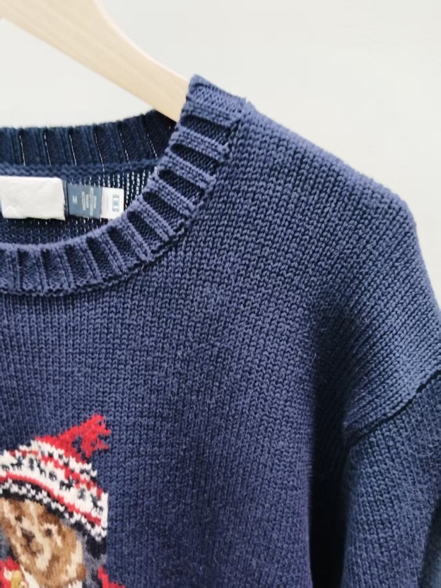 TXT YEONJUN-Christmas Red Cardigan Bear Embroidery Sweater