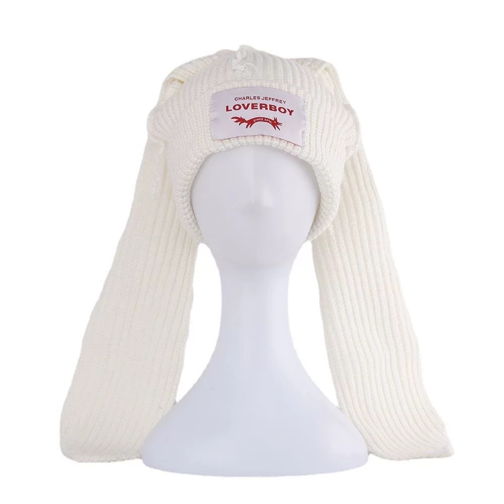 StrayKids Chunky Knit Bunny Beanie hat