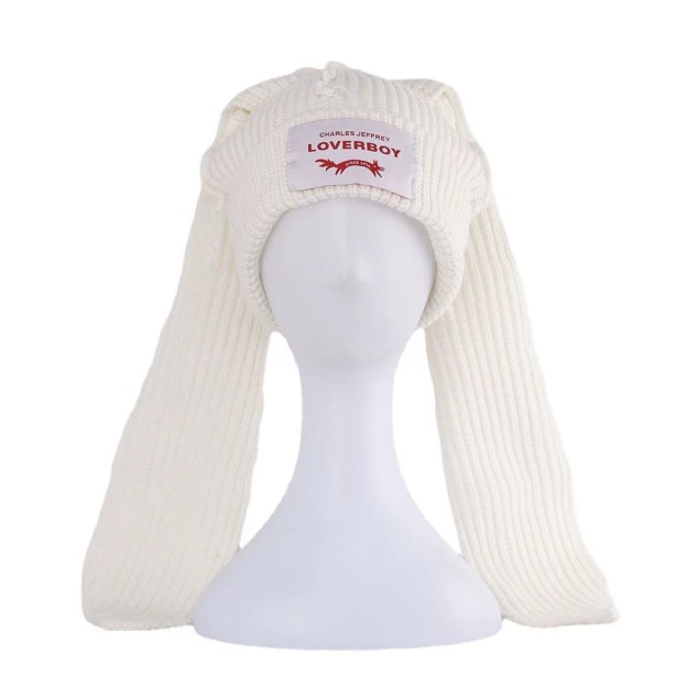 StrayKids Chunky Knit Bunny Beanie hat