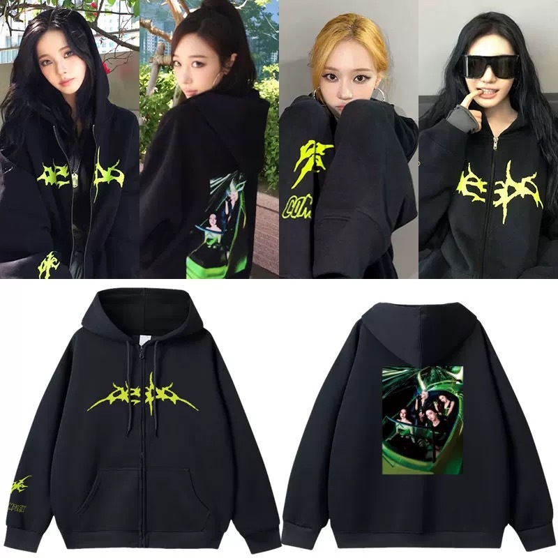 Aespa  Pop Up inspired Zip Hoodie Printed Cardigan