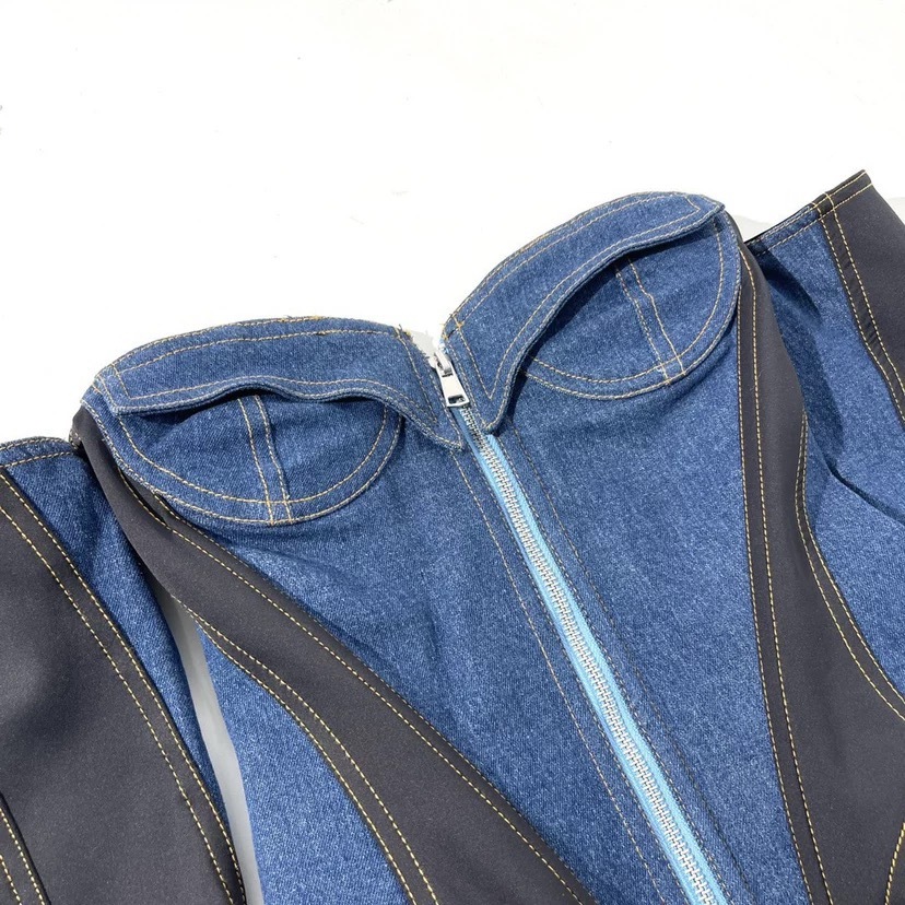 Denim bodysuit top-Karina Aespa