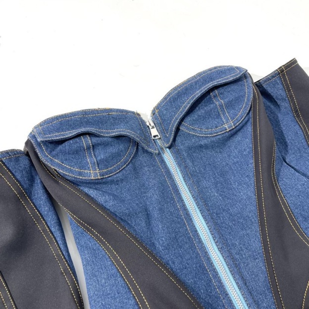 Denim bodysuit top-Karina Aespa