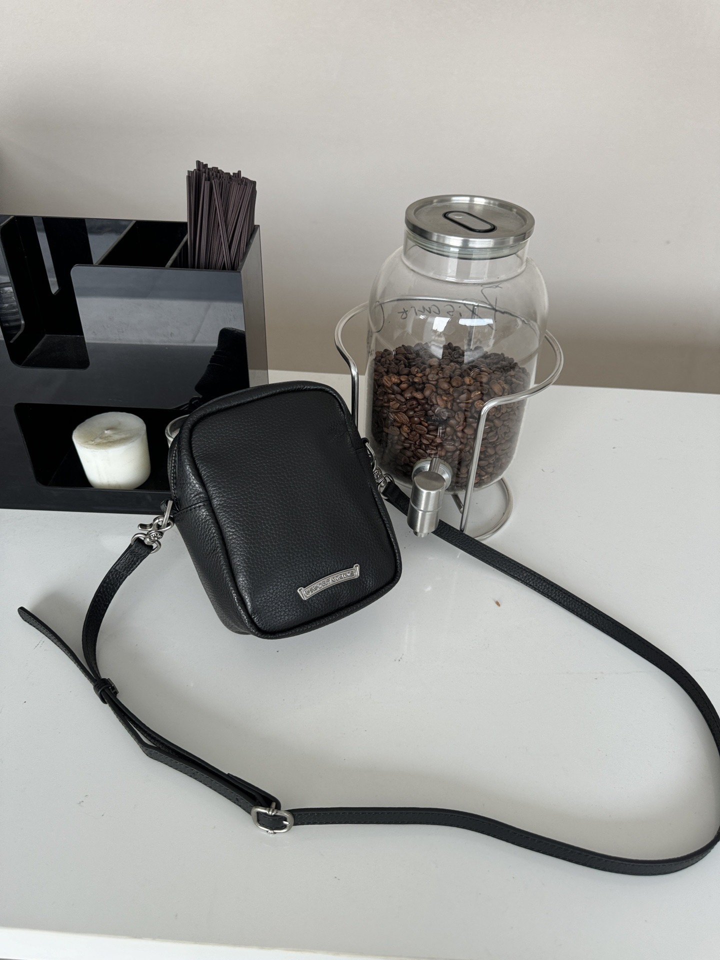 Enhypen NIKI inspired Black Chrome Heart leather shoulder bag