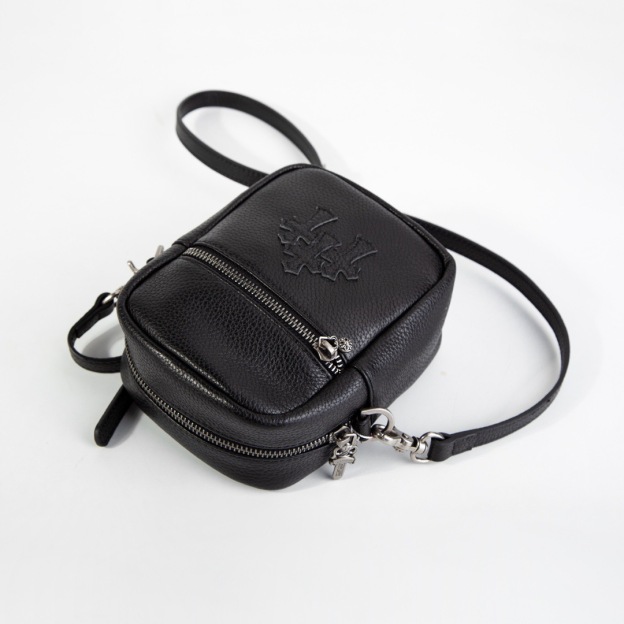 Enhypen NIKI inspired Black Chrome Heart leather shoulder bag