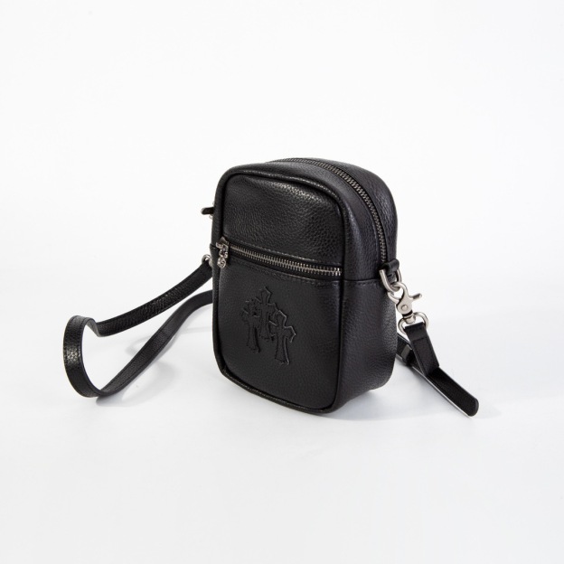 Enhypen NIKI inspired Black Chrome Heart leather shoulder bag