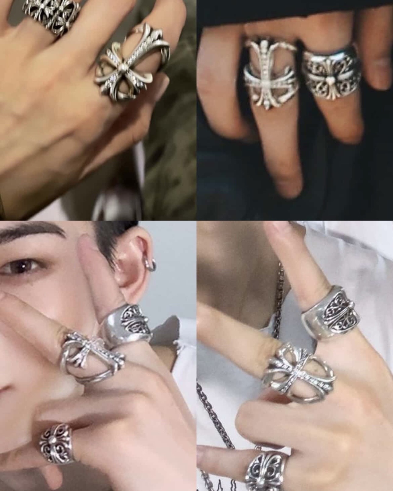 Enhypen NI-KI inspired chrome hearts ring