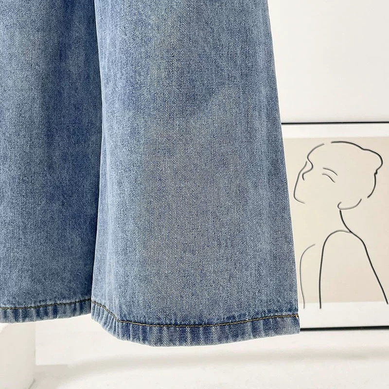 Han SoHee-Two Piece Belt Patchwork Jeans-한소희