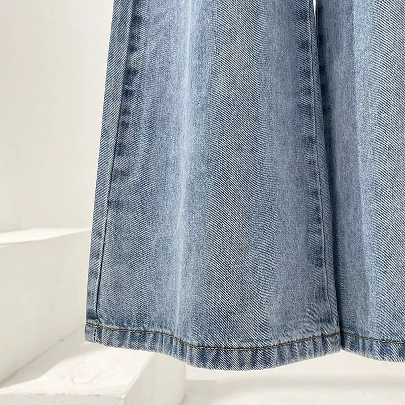 Han SoHee-Two Piece Belt Patchwork Jeans-한소희