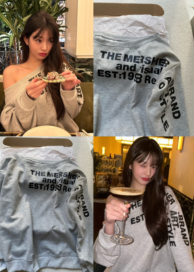 IVE Wonyoung Long Sleeve Letter Print Tunic Sweatshirt