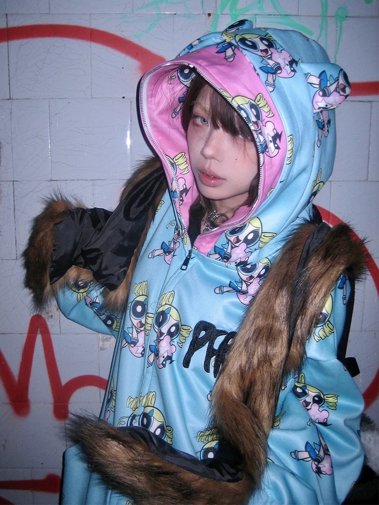 NewJeans x Powerpuff Girls Double Hood Jacket