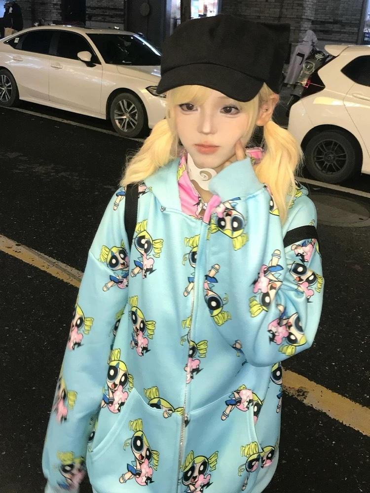 NewJeans x Powerpuff Girls Double Hood Jacket