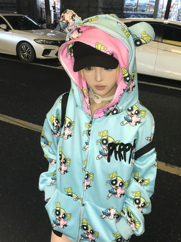 NewJeans x Powerpuff Girls Double Hood Jacket