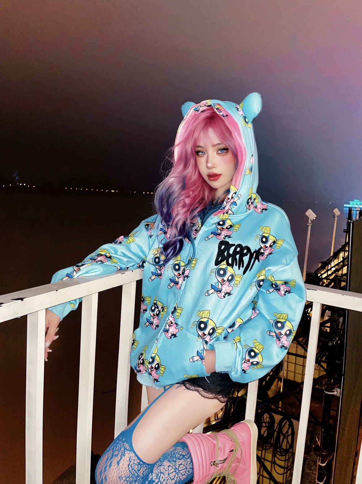 NewJeans x Powerpuff Girls Double Hood Jacket