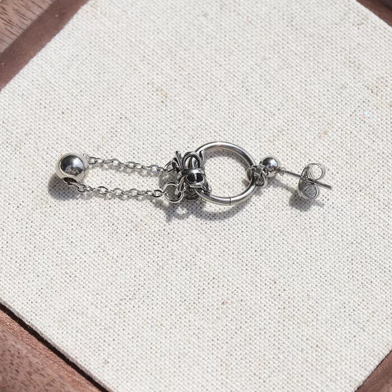 Heeseung inspired Small Ball Drop Earrings Floral Charm Titanium Steel Handmade Earrings