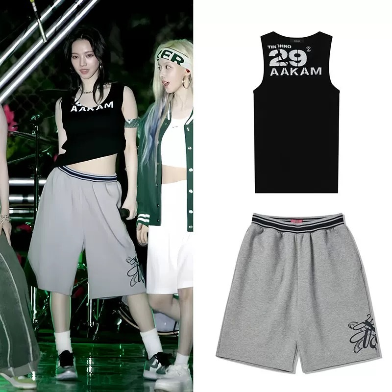 Aespa Karina Inspired Retro Sports Shorts Set