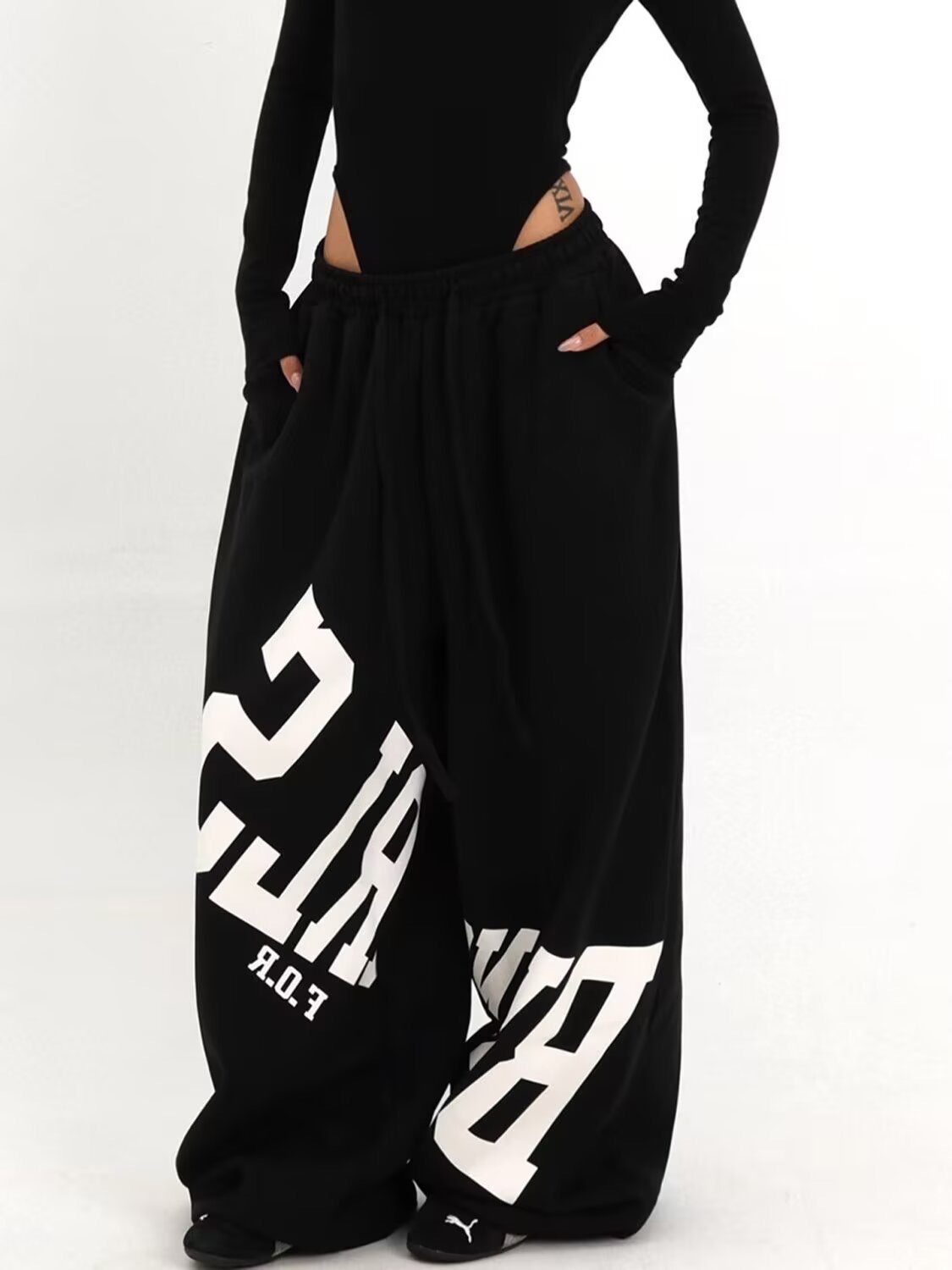 Enhypen NIKI inspired letter print sweatpants casual streetwear pants