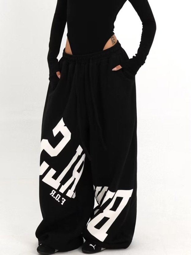Enhypen NIKI inspired letter print sweatpants casual streetwear pants