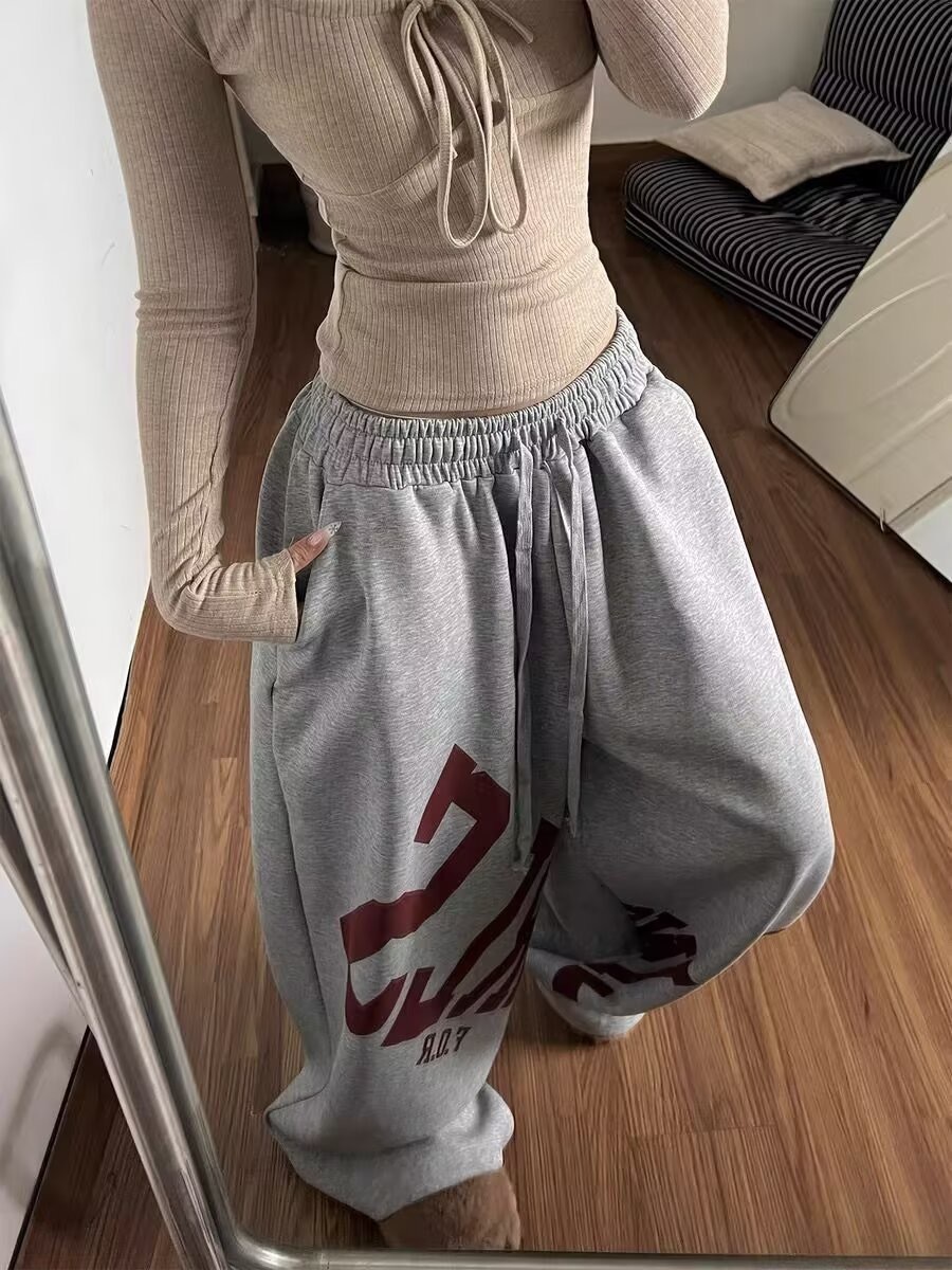 Enhypen NIKI inspired letter print sweatpants casual streetwear pants
