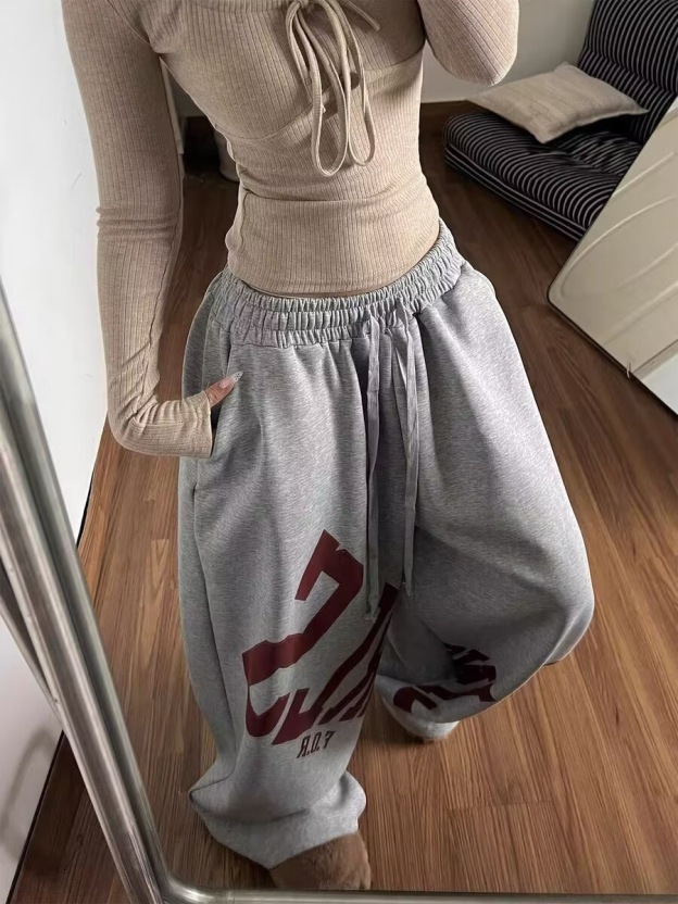 Enhypen NIKI inspired letter print sweatpants casual streetwear pants