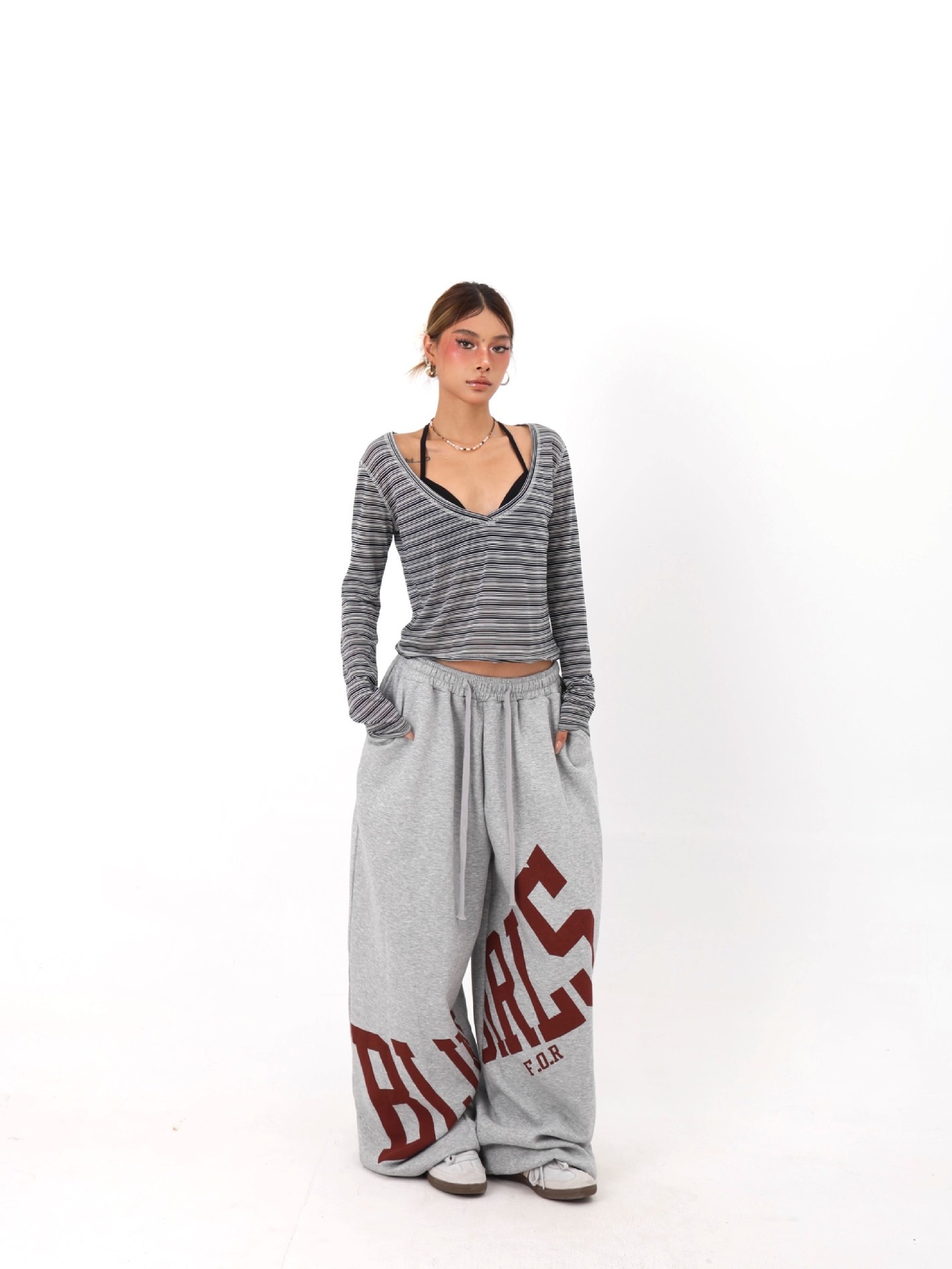 Enhypen NIKI inspired letter print sweatpants casual streetwear pants