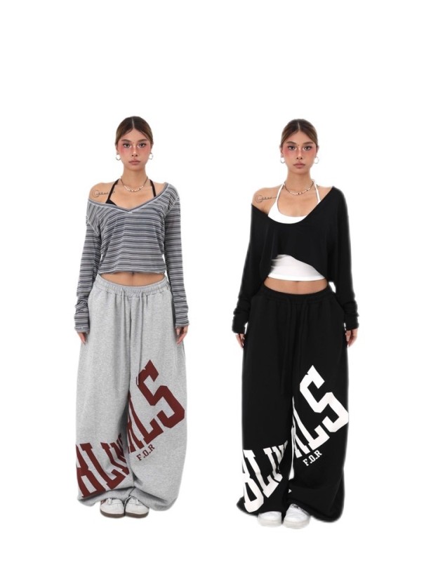 Enhypen NIKI inspired letter print sweatpants casual streetwear pants