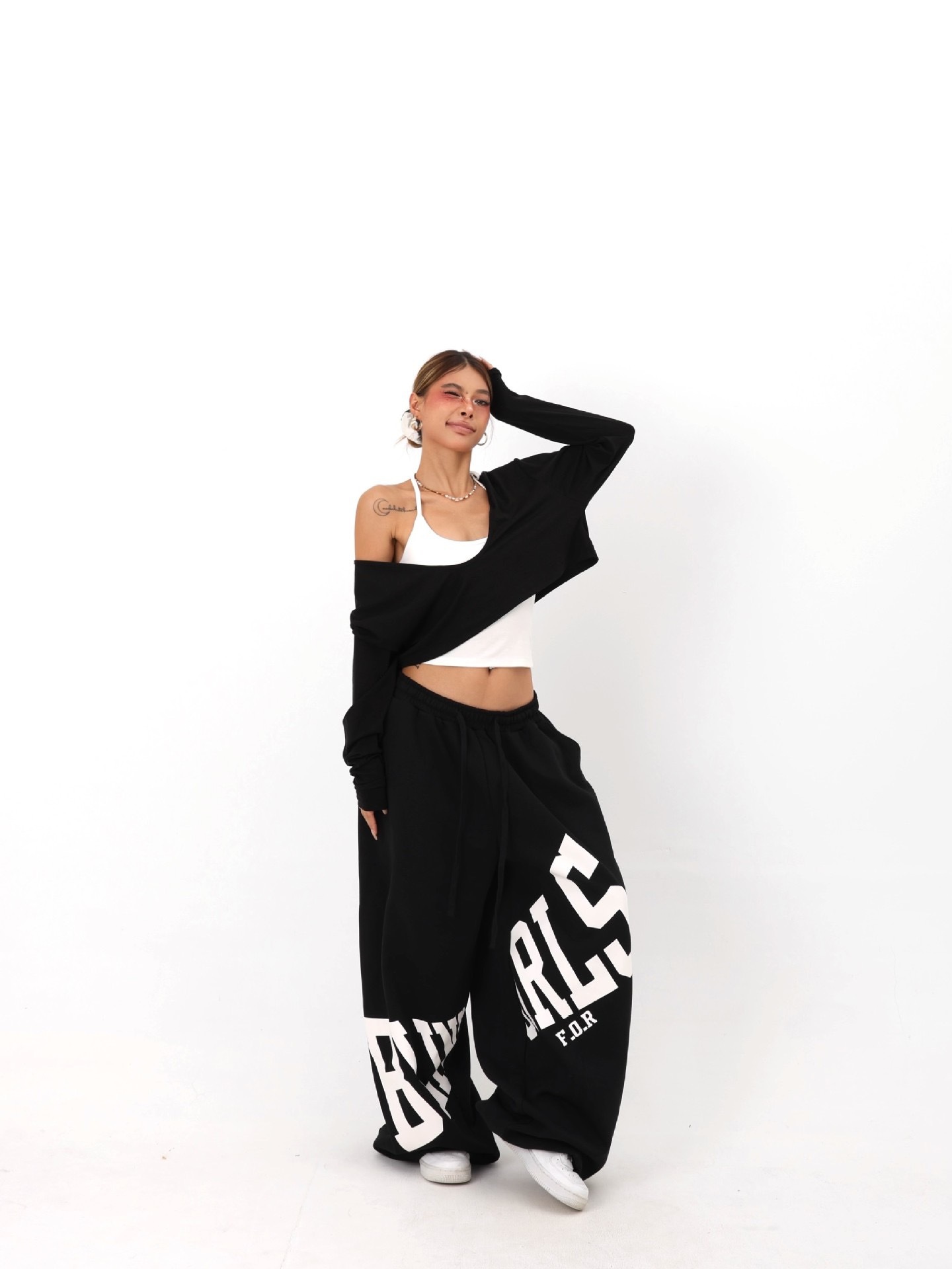 Enhypen NIKI inspired letter print sweatpants casual streetwear pants