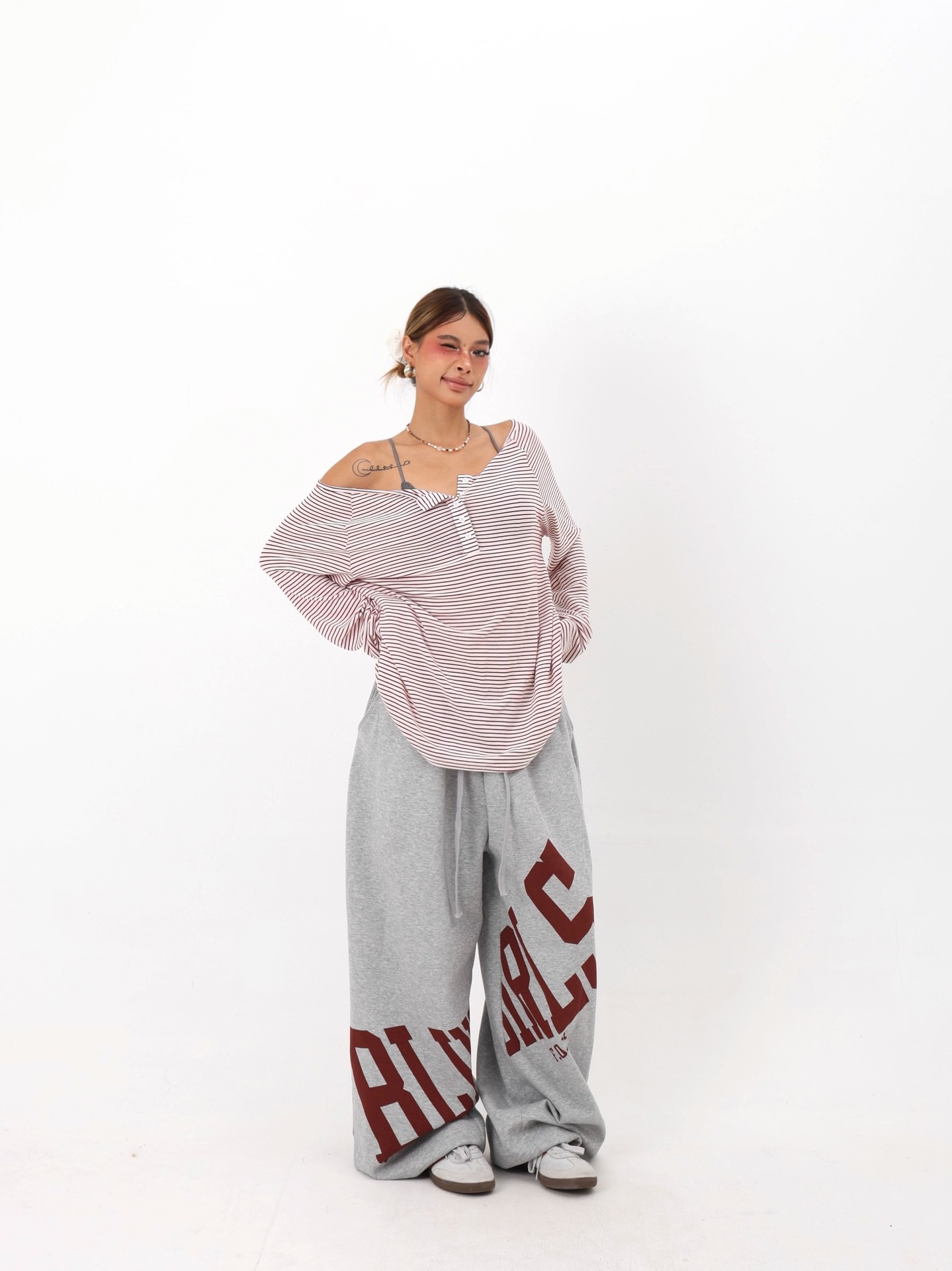 Enhypen NIKI inspired letter print sweatpants casual streetwear pants