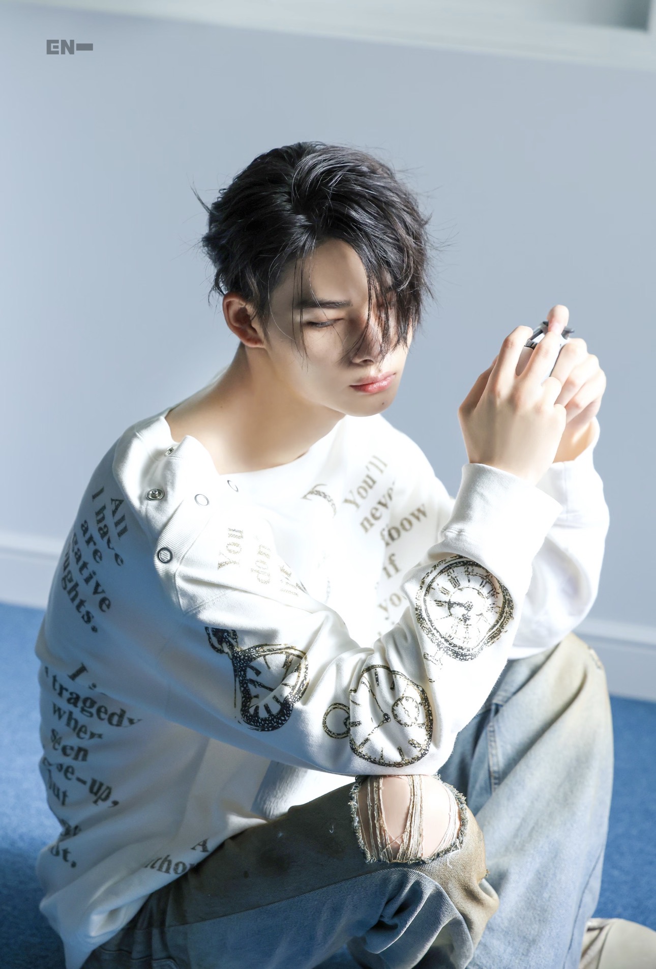 Enhypen NiKI inspired AC Washed Destroyed Distressed Hand-Painted Splatter Loose Fit Denim Jeans pants-NI-KI