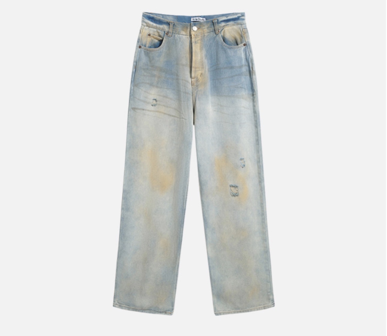 Enhypen NiKI inspired AC Washed Destroyed Distressed Hand-Painted Splatter Loose Fit Denim Jeans pants-NI-KI