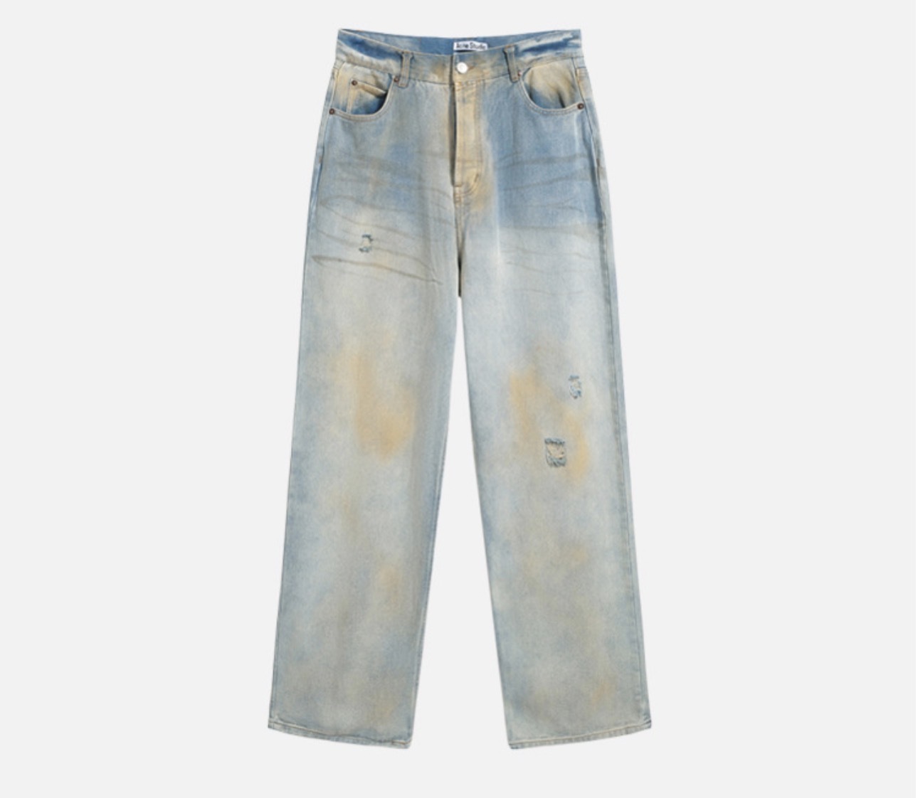 Enhypen NiKI inspired AC Washed Destroyed Distressed Hand-Painted Splatter Loose Fit Denim Jeans pants-NI-KI