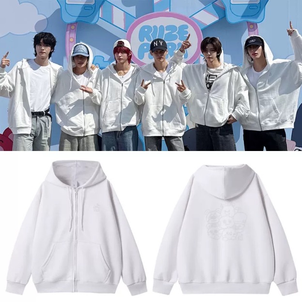 RIIZE Pop-Up Collaboration Inspired Graphic Zip-Up Hoodie