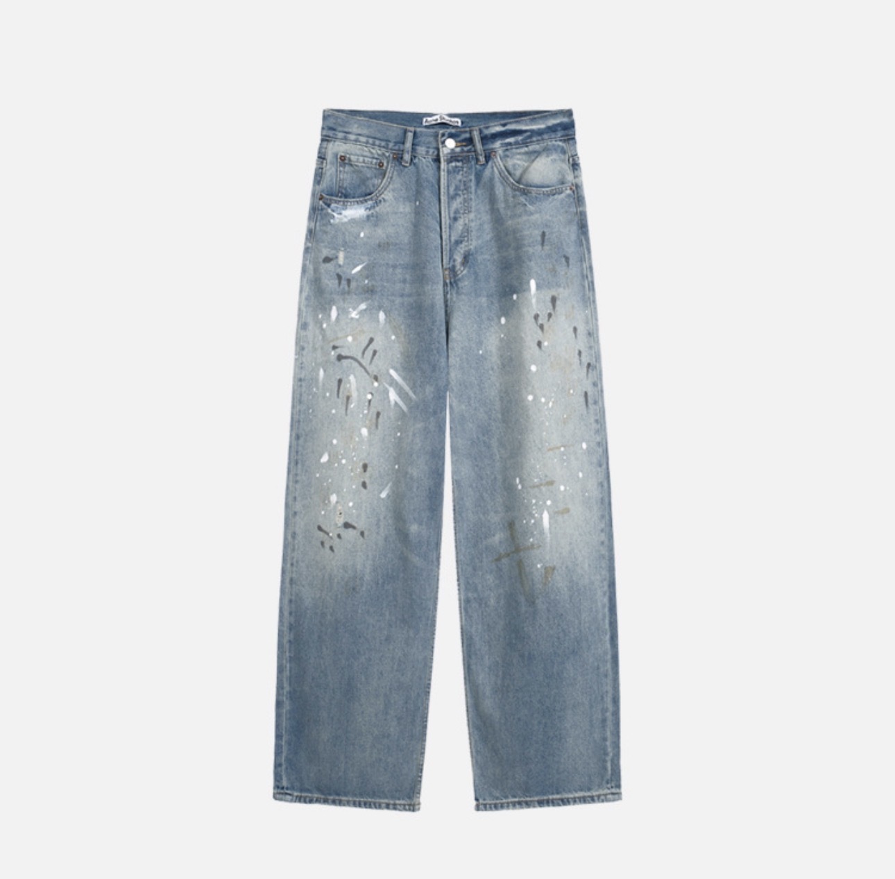 Enhypen NiKI inspired AC Washed Destroyed Distressed Hand-Painted Splatter Loose Fit Denim Jeans pants-NI-KI