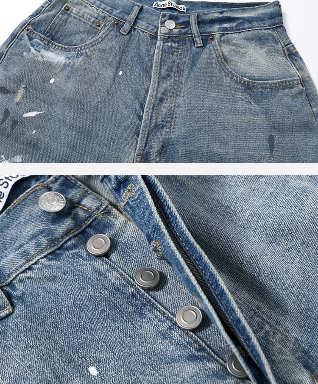 Enhypen NiKI inspired AC Washed Destroyed Distressed Hand-Painted Splatter Loose Fit Denim Jeans pants-NI-KI