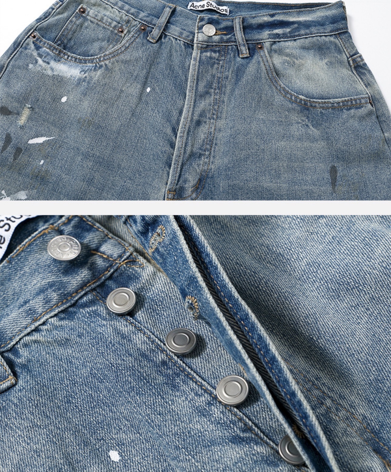 Enhypen NiKI inspired AC Washed Destroyed Distressed Hand-Painted Splatter Loose Fit Denim Jeans pants-NI-KI