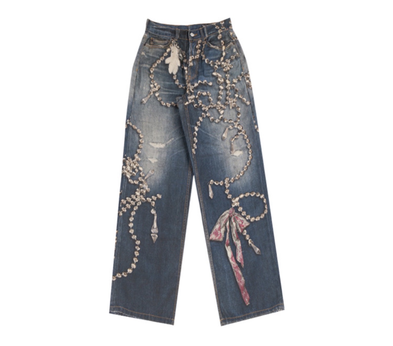 Enhypen NiKI inspired AC Washed Destroyed Distressed Hand-Painted Splatter Loose Fit Denim Jeans pants-NI-KI